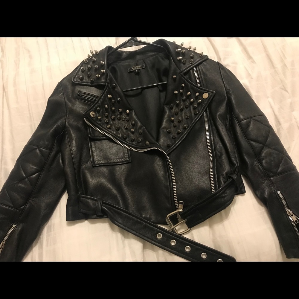 Simone Studded Leather Jacket - image 2